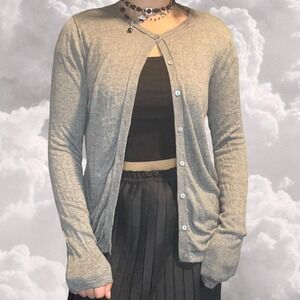 Grey Silk Lightweight Cardigan Womens Size Large